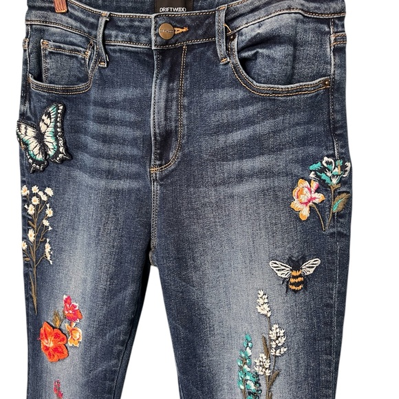 DRIFTWOOD Jackie High Rise Butterfly Garden Women’s Embroidered Skinny Jeans 30 - Picture 7 of 10